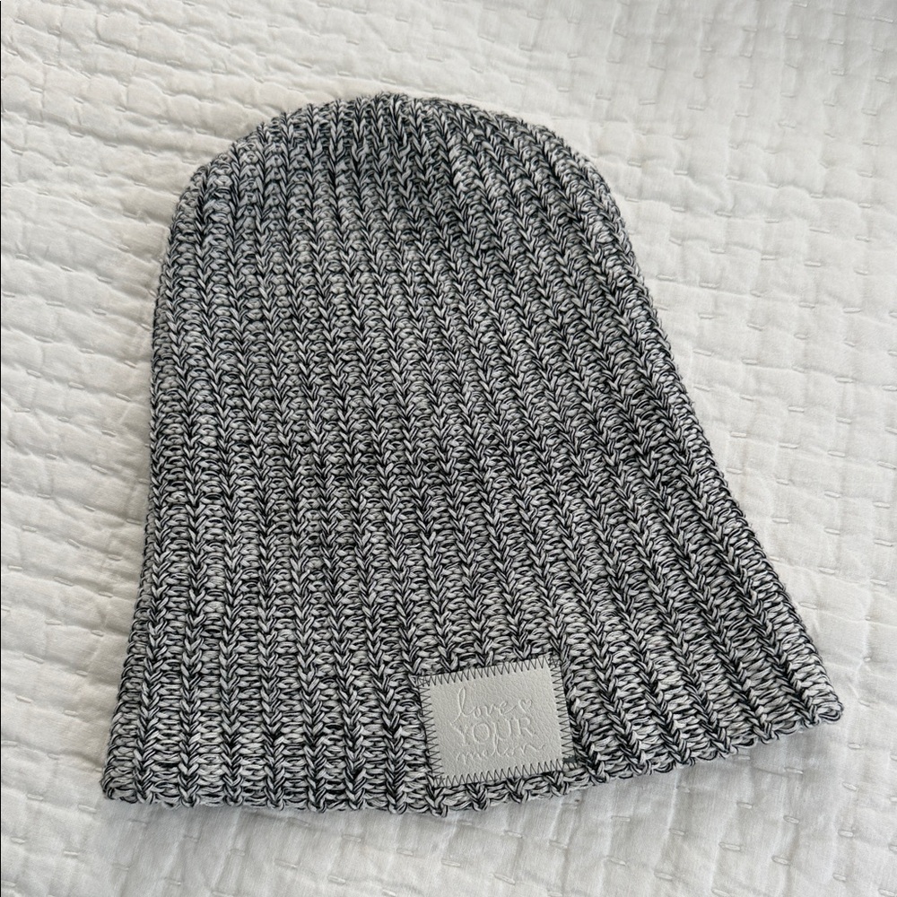 Love Your Melon knit gray beanie.